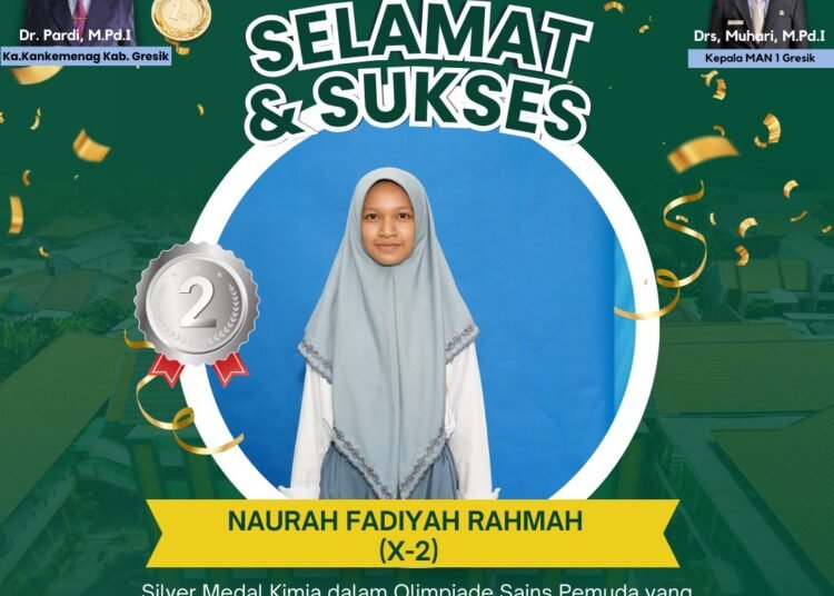 Memasuki Awal Mei Siswa MAN 1 Gresik Langsung Tancap Gas Dulang Prestasi Raih Medali di Ajang Olimpiade Kimia Tingkat Nasional