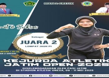 Ariz Nuraniyah Siswi MAN 2 Gresik Juarai Lompat Jauh Jatim Open 2025, Kejuaraan Atletik Terbesar di Jawa Timur