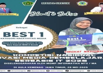 Istimewa !! Ibu Nova Artika Desty Dyokta, S.Pd Guru MAN 2 Gresik Raih Penghargaan Best 1 Kategori Kreativitas Media pada Kompetisi Nasional Inovasi Media Pembelajaran Berbasis IT 2025