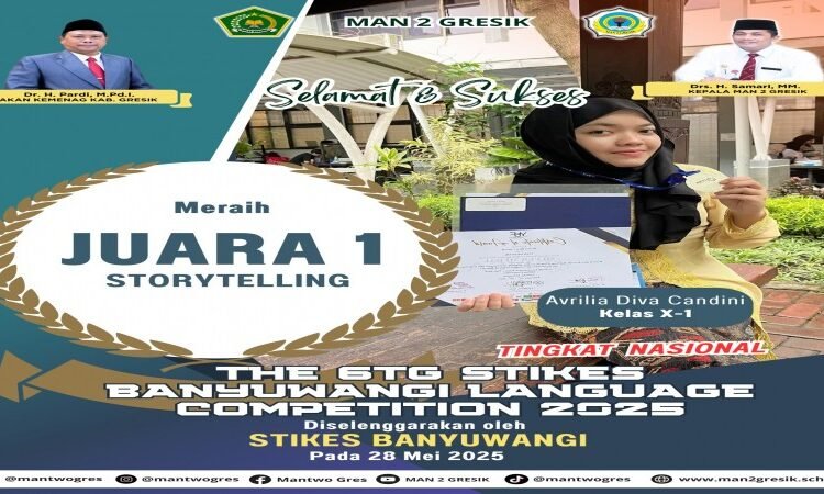 Wow, Avrilia Diva Candini Siswi MAN 2 Gresik Kembali Sukses Sabet Juara 1 Storytelling Tingkat Nasional di STIKES Banyuwangi