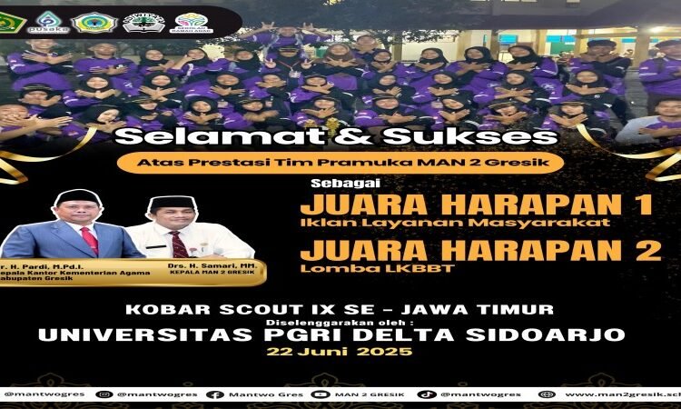 Tim Pramuka MAN 2 Gresik Raih Dua Penghargaan sekaligus di Kobbar Scout IX Se-Jawa Timur