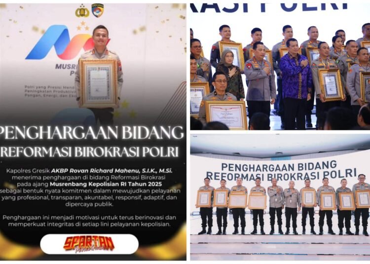 Kapolres Gresik Raih Penghargaan Bidang Reformasi Birokrasi dari Kapolri Jenderal Polisi Drs. Listyo Sigit Prabowo