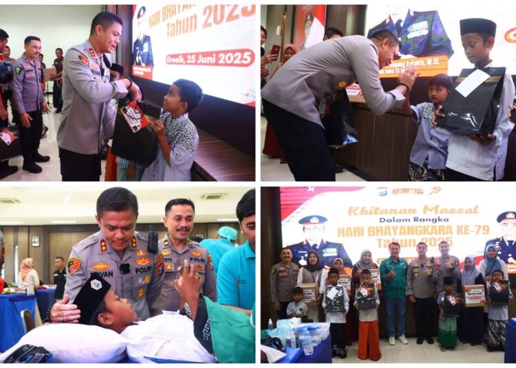 Libur Sekolah, Polres Gresik Gelar Khitanan Massal Gratis Meriahkan Hari Bhayangkara ke-79