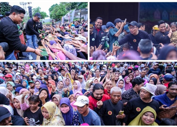 Wow, Serunya Plt Bupati dan Ketua DPRD Gresik Turut Bagikan Seribu Bungkus Nasi Krawu Persembahan KWG di WaGos