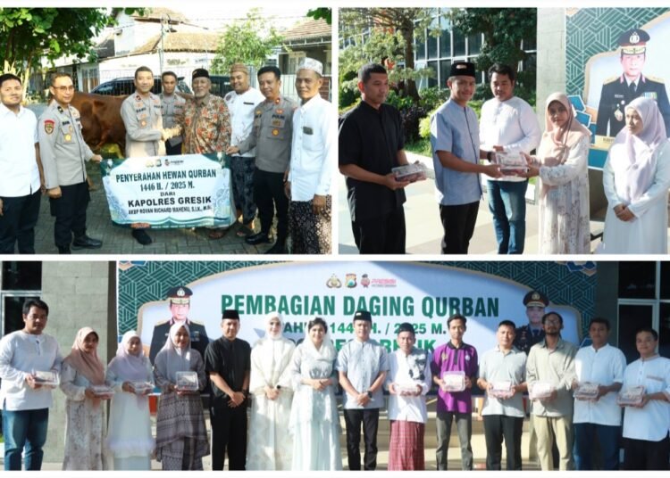 Aksi Nyata Polres Gresik di Hari Raya Iduladha: Salurkan 17 Ekor Sapi dan 83 Kambing untuk Masyarakat