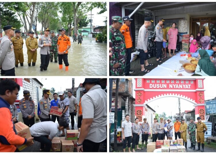 Banjir Datang, Kapolres Gresik Langsung Turun Tangan Salurkan Bantuan