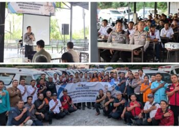 Humanis !! Kasat Lantas Polres Gresik Ngopi Bareng Puluhan Driver Ambulans Ajak Tingkatkan Keselamatan di Jalan Raya
