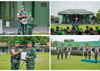 Kodim 0817/Gresik Gelar Upacara 17-an, Dandim Serahkan Penghargaan Prajurit Berprestasi dari KASAD