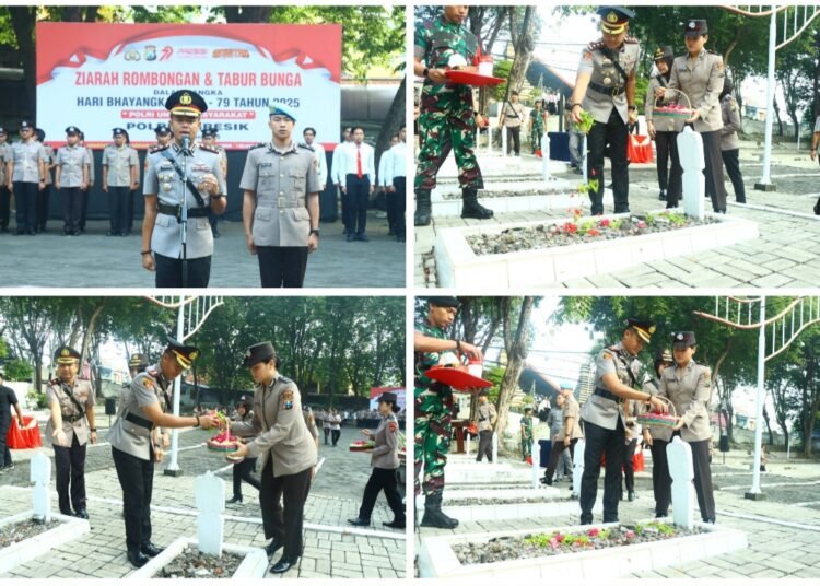 Kapolres Gresik Khidmat Pimpin Ziarah dan Tabur Bunga di TMP Peringati HUT Bhayangkara ke-79