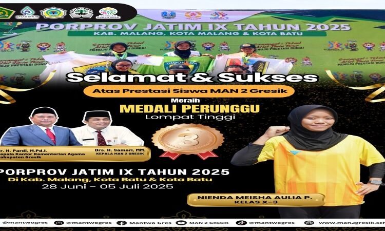 Siswa MAN 2 Gresik Sumbang Medali Perunggu Cabang Lompat Tinggi di PORPROV Jatim IX 2025