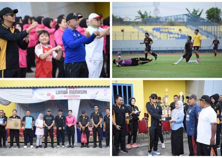 Meriah !! Polres Gresik Gelar Olahraga Bersama di Stadion Gejos Peringati Hari Bhayangkara ke-79