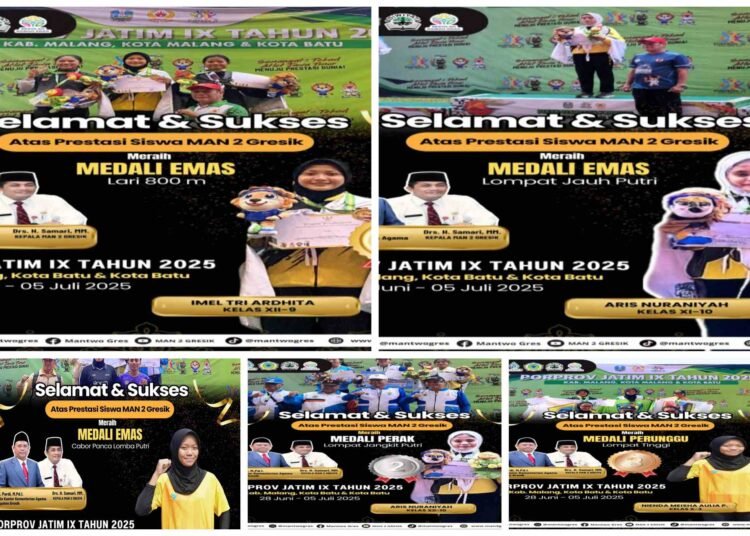 MAN 2 Gresik Berhasil Sumbang 3 Medali Emas 1 Perak dan 1 Perunggu di Ajang Porprov IX Jatim 2025