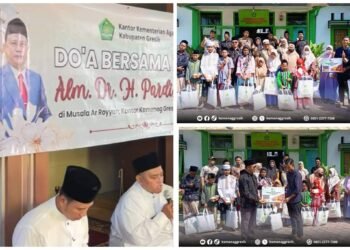Usai Tahlil Khusus untuk Almarhum Kepala Kemenag Gresik H Pardi, KUA Sidayu Santuni Anak Yatim Piatu