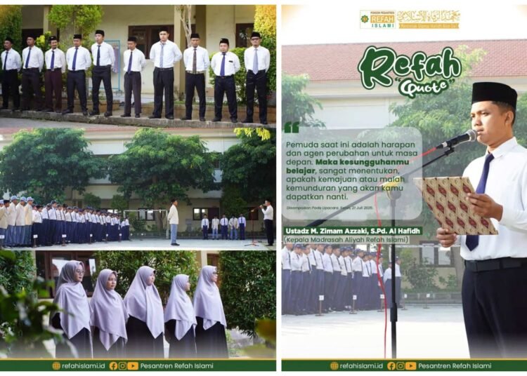 Santri Refah Islami Digembleng Kedisiplinan dan Semangat Menuntut Ilmu lewat Giat Upacara