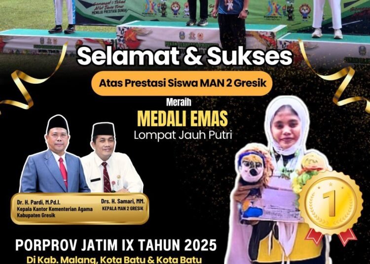 Luar Biasa !! Aris Nurainiyah Siswa MAN 2 Gresik Raih Medali Emas pada Ajang PORPROV Jatim IX 2025