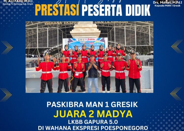 Wow, Tim Paskibra MAN 1 Gresik Kembali Ukir Prestasi Gemilang di Ajang LKBB se-Kabupaten Gresik