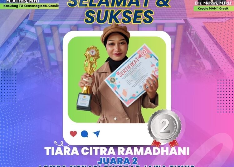 Tak Hanya Berprestasi di Bidang Pencak Silat, Tiara Citra Ramadhani MAN 1 Gresik juga Raih Juara 2 Lomba Tari se-Jawa Timur