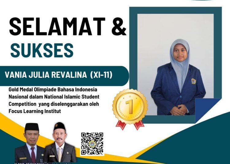 Luar Biasa !! Siswi MAN 1 Gresik Vania Julia Revalina Raih Medali Emas Olimpiade Bahasa Indonesia Tingkat Nasional