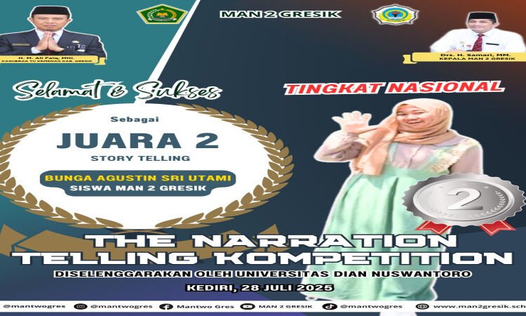 Tak Henti Ukir Prestasi Gemilang, Siswa MAN 2 Gresik Raih Juara 2 Nasional Story Telling