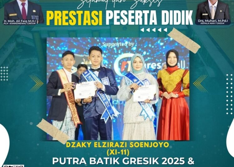 Dzaki Elzirazi Soenjoyo Siswa MAN 1 Gresik Raih Gelar sebagai Putra Batik sekaligus Putra Persahabatan Batik Gresik