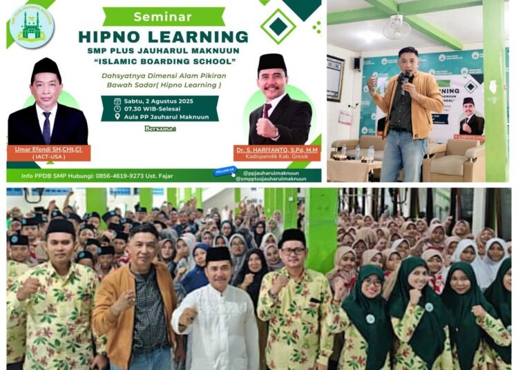 Pertama di Gresik !! Ratusan Siswa SMP Plus Jauharul maknuun “Islamic Boarding School” Digembleng Dahsyatnya Hypnolearning