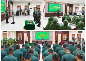 Dandim Gresik Pimpin Langsung Giat Korps Raport Purna Tugas dan Penerimaan Anggota Baru
