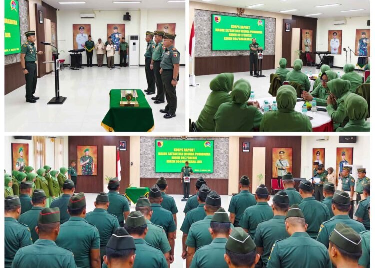 Dandim Gresik Pimpin Langsung Giat Korps Raport Purna Tugas dan Penerimaan Anggota Baru