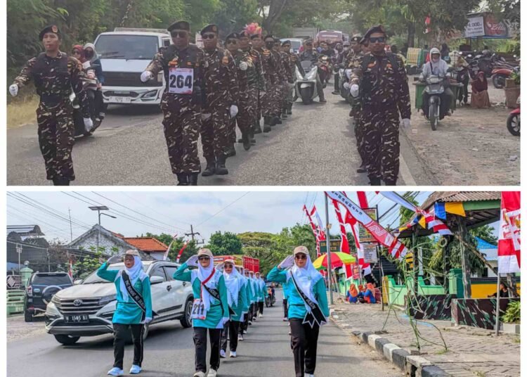 Banser dan Fatayat NU Penuh Semangat Perkhidmatan Ikuti Gerak Jalan Kecamatan Dukun Semarakkan HUT RI