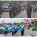 Banser dan Fatayat NU Penuh Semangat Perkhidmatan Ikuti Gerak Jalan Kecamatan Dukun Semarakkan HUT RI