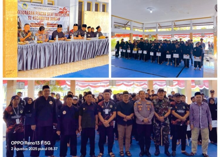 Semangat HUT Kemerdekaan RI ke-80, Camat Bungah Bersama TNI-Polri Kompak Buka Kejuaraan Pencak Silat Antar Desa