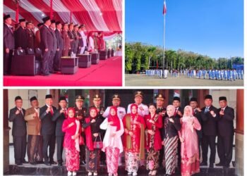 Dandim Penuh Semangat Hadiri Upacara Bendera HUT ke-80 RI di Pemkab Gresik