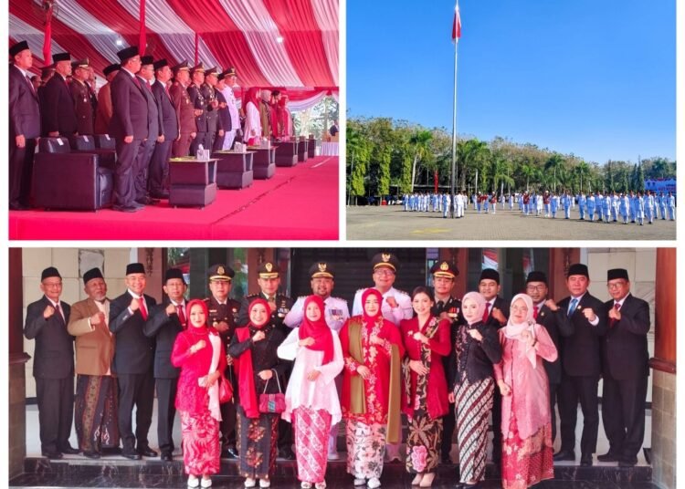 Dandim Penuh Semangat Hadiri Upacara Bendera HUT ke-80 RI di Pemkab Gresik
