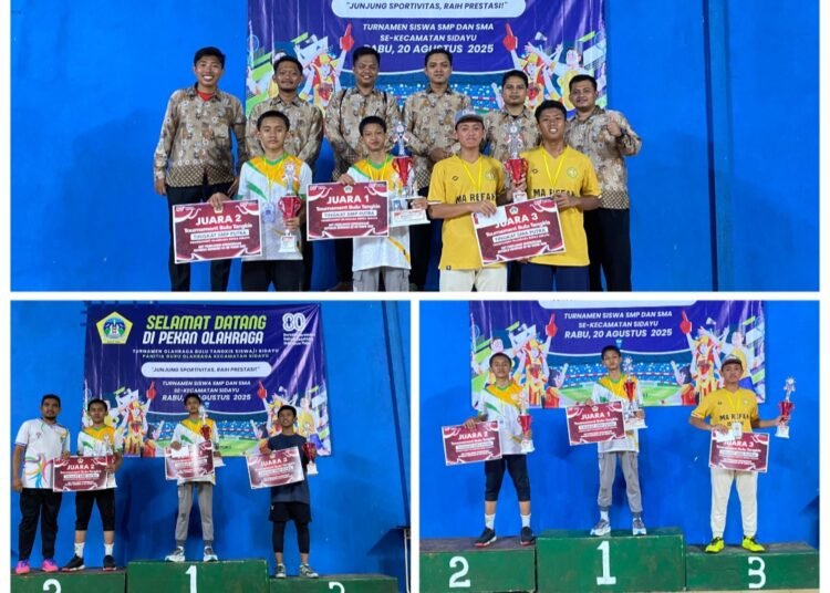 Istimewa !! Santri Refah Islami Borong Juara di Ajang Turnamen Bulu Tangkis se-Kecamatan Sidayu