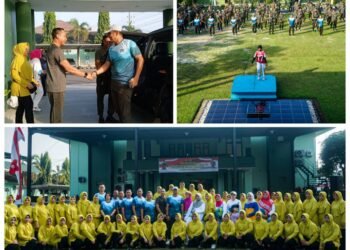 Dandim Penuh Semangat Dampingi Danrem 084/Bhaskara Jaya Olahraga Bersama di Makodim 0817/Gresik