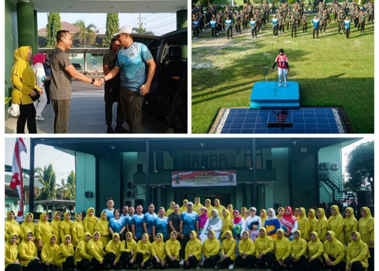 Dandim Penuh Semangat Dampingi Danrem 084/Bhaskara Jaya Olahraga Bersama di Makodim 0817/Gresik