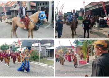 Semarakkan HUT RI, Kades Pinggir Balongpanggang Menunggang Kuda dalam Gelaran Festival Budaya