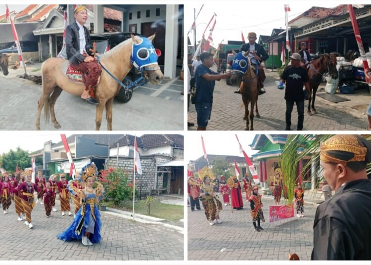 Semarakkan HUT RI, Kades Pinggir Balongpanggang Menunggang Kuda dalam Gelaran Festival Budaya