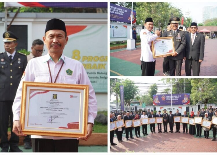 Kanwil Kemenag Jatim Terima Penghargaan dari Kemenkum pada Peringatan Hari Pengayoman ke-80