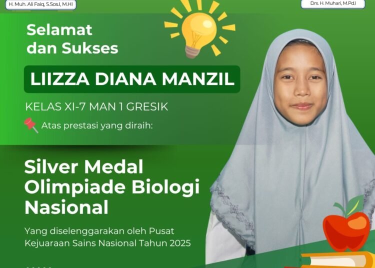 Deret Panjang Medali MAN 1 Gresik Bertambah Usai Liizzah Diana Manzil Raih Prestasi Gemilang di Kancah Nasional