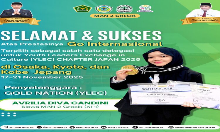 Go Internasional !! Avrilia Diva Candini Siswa MAN 2 Gresik Terpilih sebagai Delegasi Program YLEC Chapter Japan 2025