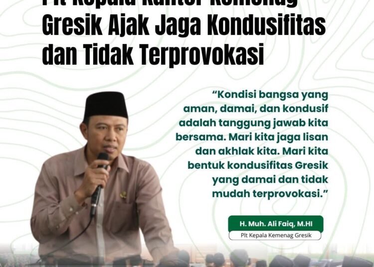 Gelar Doa Bersama, Kepala Kemenag Ajak Jaga Gresik Tetap Teduh dan Penuh Persaudaraan