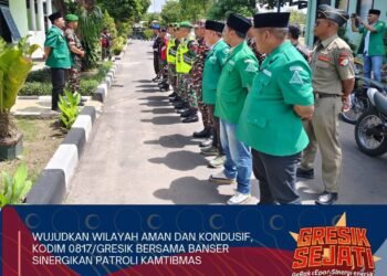 Kodim 0817/Gresik Gelar Patroli Gabungan Bersama Ansor dan Banser Ciptakan Situasi Kamtibmas Aman Kondusif