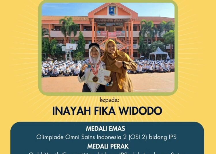 Istimewa !! Inayah Fika Widodo Peserta Didik SMPN 1 Gresik Raih Medali Emas dan Perak di Ajang Olimpiade Tingkat Nasional