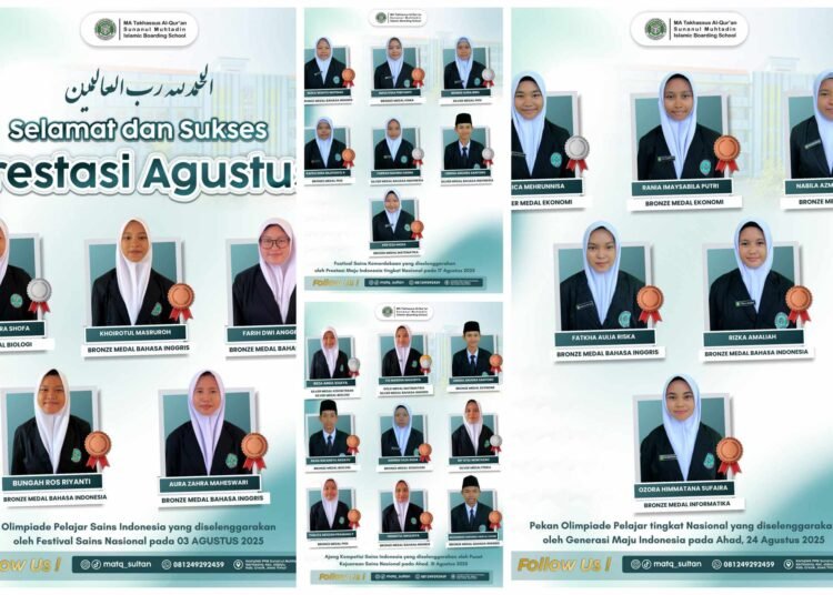 Inilah Deretan 27 Santri MATQ Sunanul Muhtadin Ukir Prestasi Gemilang Tingkat Nasional Selama Bulan Agustus 2025