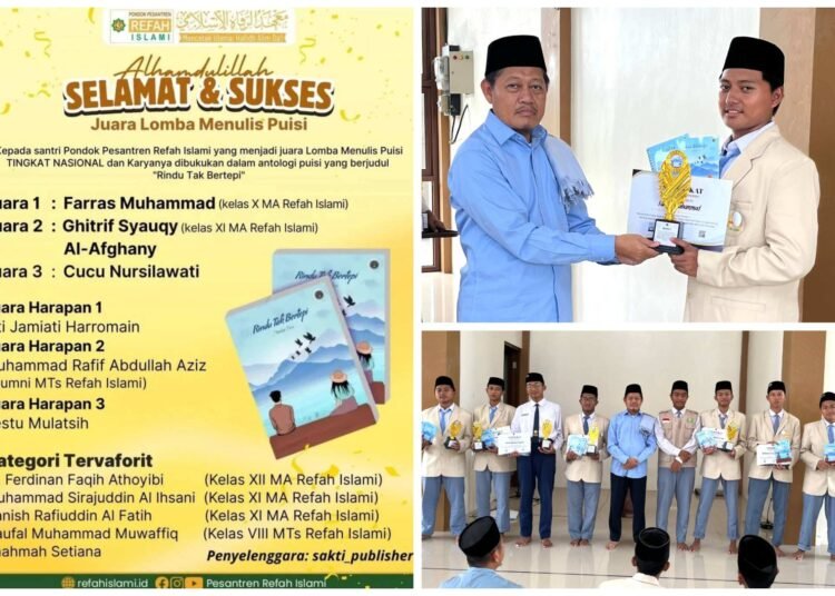 Luar Biasa !! Santri Refah Islami Borong Juara Lomba Menulis Puisi Tingkat Nasional