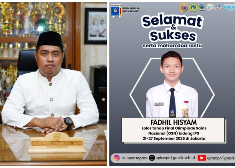 Sisihkan Ribuan Peserta, Fadhil Hisyam Siswa SMPN 1 Gresik Wakili Jawa Timur Melaju ke Gelaran Final OSN Tingkat Nasional di Jakarta