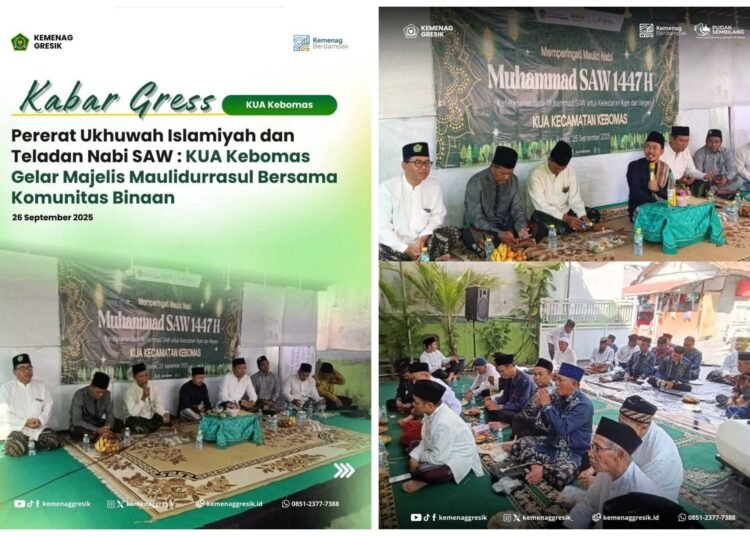 Perkuat Ukhuwah, KUA Kebomas Bersama MUI dan Majelis Taklim Binaan Gelar Peringatan Maulid Nabi