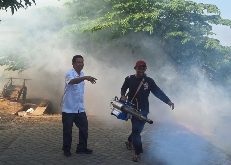 Berantas Demam Berdarah, Pemdes Boboh Menganti Lakukan Fogging Massal