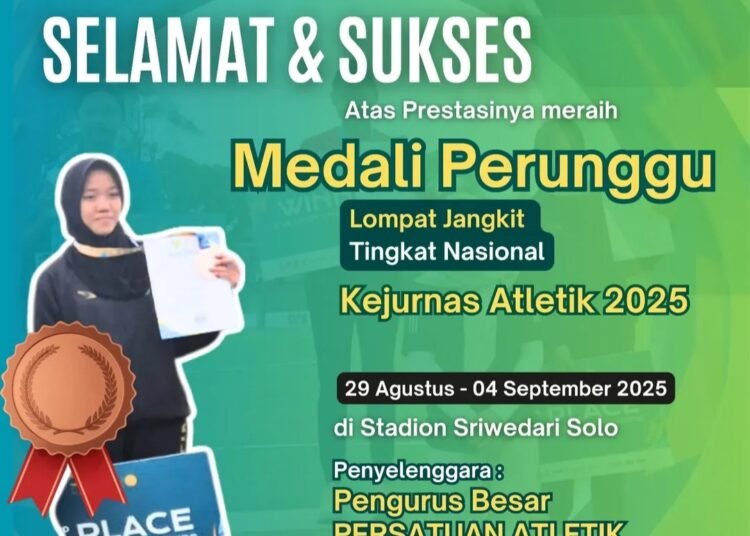 Selamat dan Sukses !! Nienda Meisha Aulia P Siswi MAN 2 Gresik Ukir Prestasi Gemilang Kejurnas Atletik 2025 di Stadion Sriwedari Solo