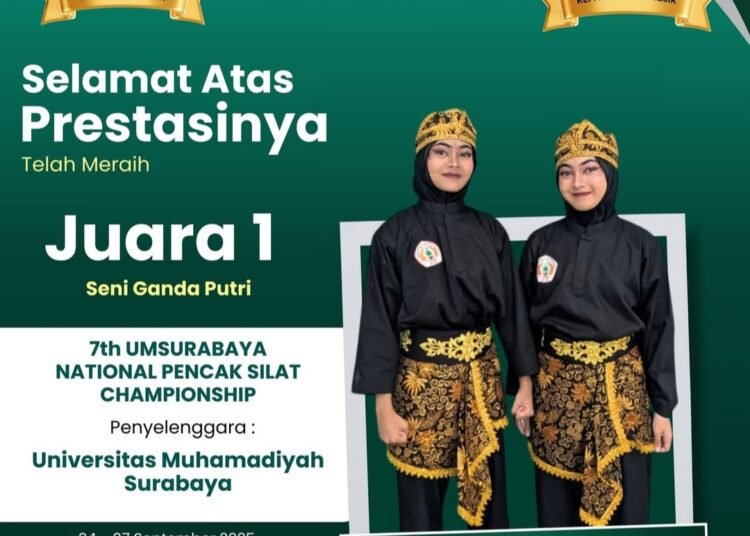 Hebat !! Siswa MAN 2 Gresik Sabet Juara 1 Seni Ganda Putri Kejuaraan Pencak Silat Tingkat Nasional